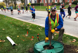 Des Moines Marathon tree planting with TreePans 